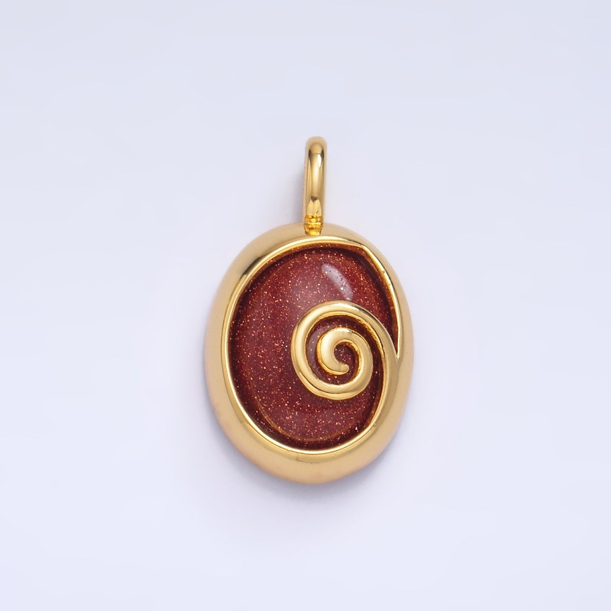 24K Gold Filled Gemstone Cabochon Curl Bezel Pendant | AA1047 - AA1051 - DLUXCA