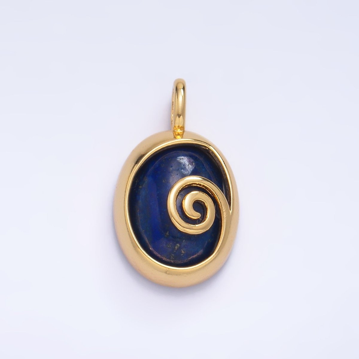 24K Gold Filled Gemstone Cabochon Curl Bezel Pendant | AA1047 - AA1051 - DLUXCA