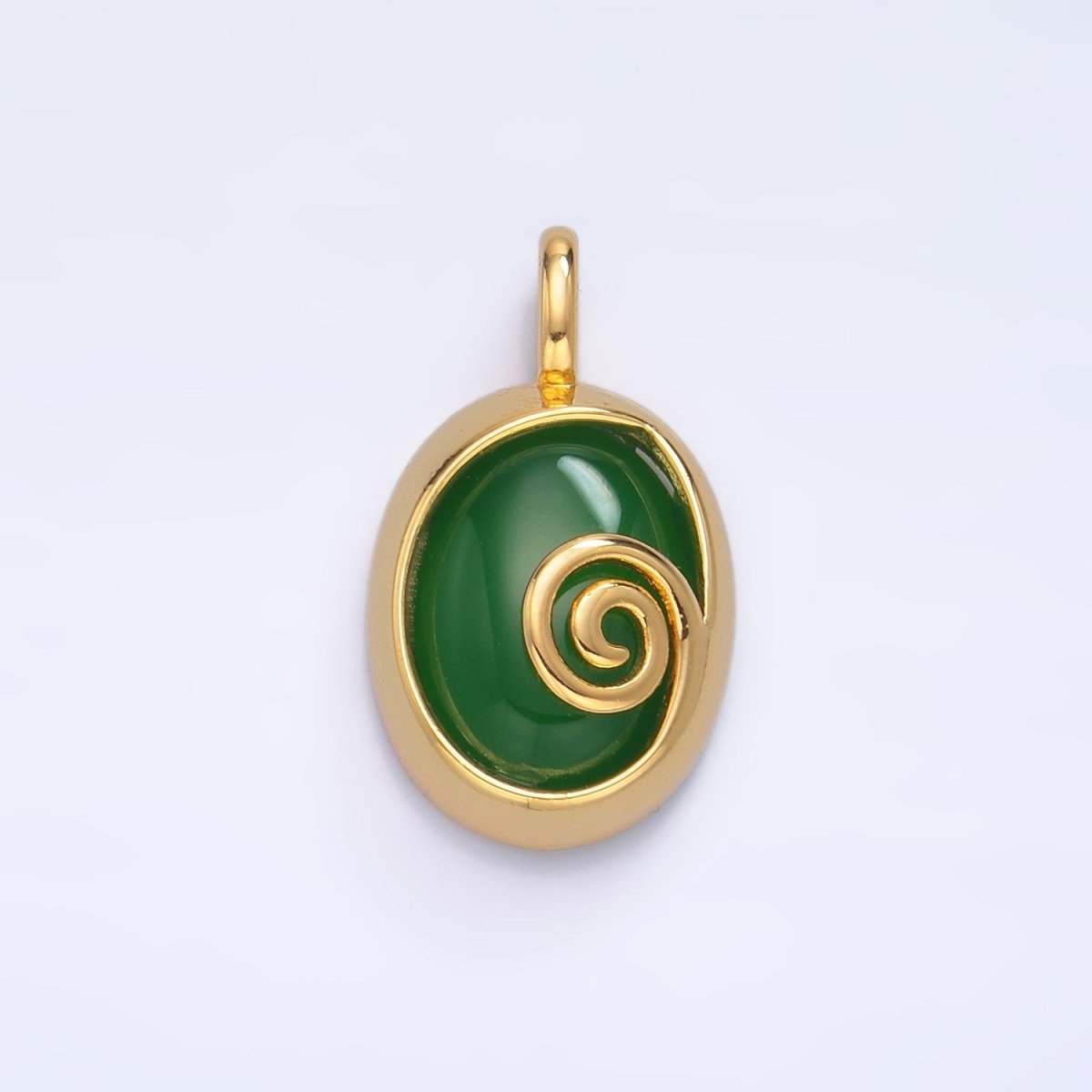 24K Gold Filled Gemstone Cabochon Curl Bezel Pendant | AA1047 - AA1051 - DLUXCA