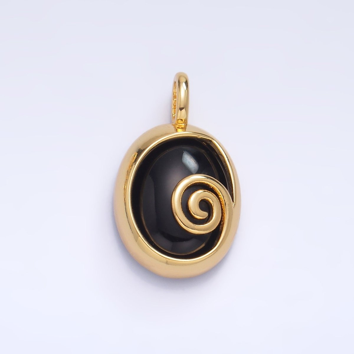 24K Gold Filled Gemstone Cabochon Curl Bezel Pendant | AA1047 - AA1051 - DLUXCA