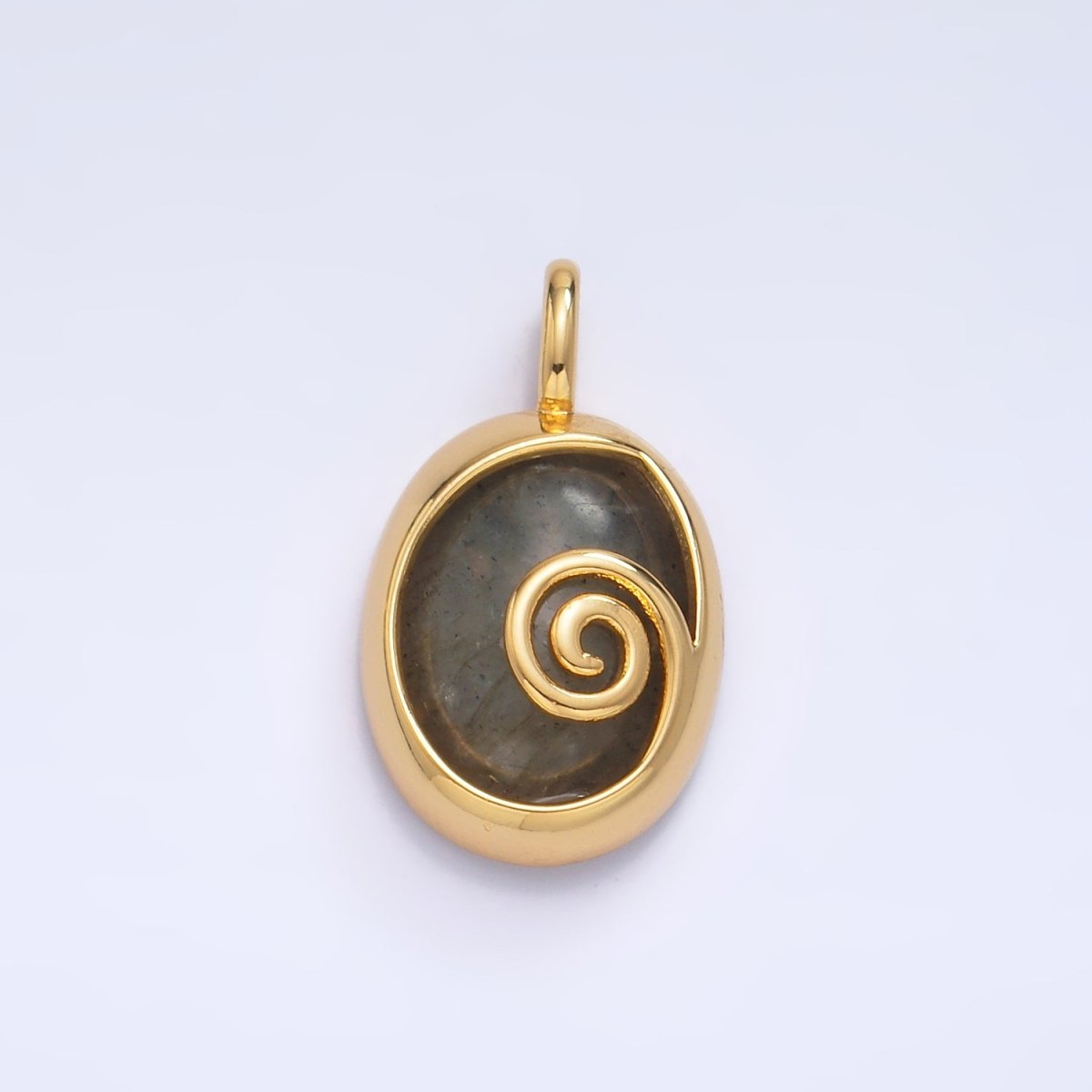 24K Gold Filled Gemstone Cabochon Curl Bezel Pendant | AA1047 - AA1051 - DLUXCA