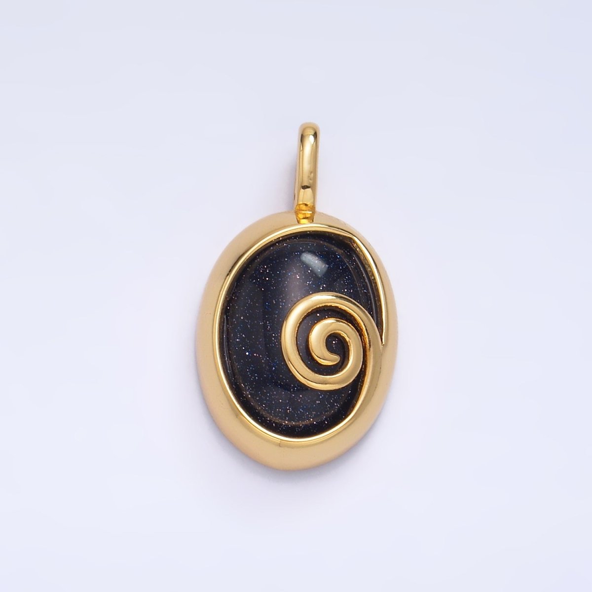 24K Gold Filled Gemstone Cabochon Curl Bezel Pendant | AA1047 - AA1051 - DLUXCA