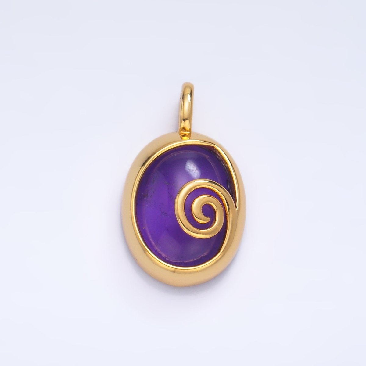 24K Gold Filled Gemstone Cabochon Curl Bezel Pendant | AA1047 - AA1051 - DLUXCA