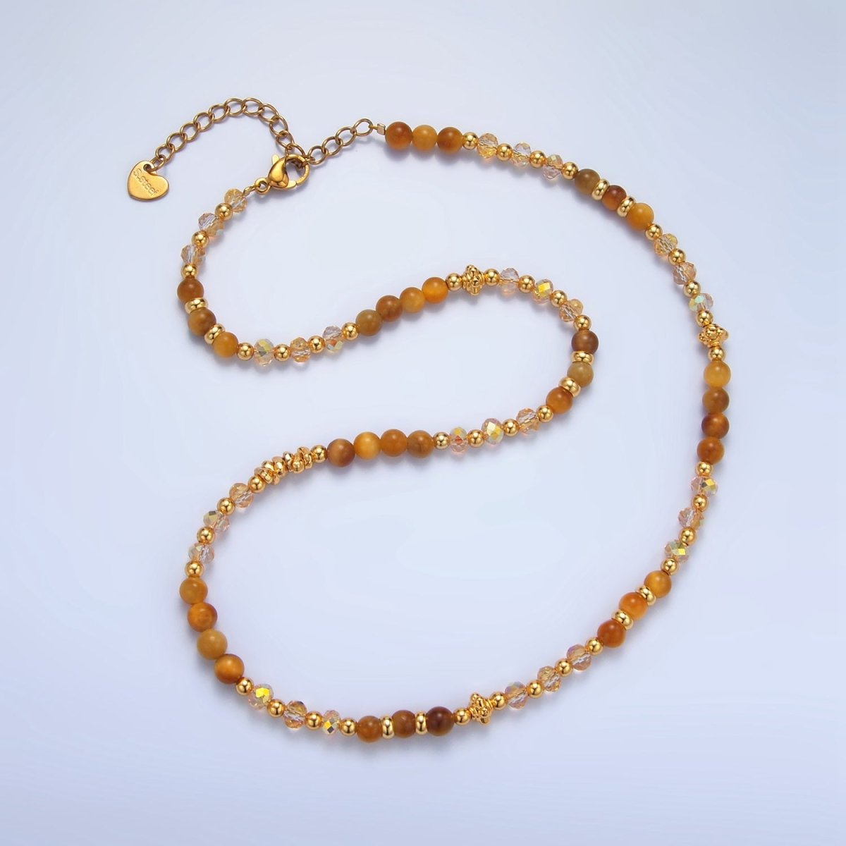 24K Gold Filled Gemstone Multifaceted Bead 16 Inch Necklace | WA - 2651 ~ WA - 2654 - DLUXCA