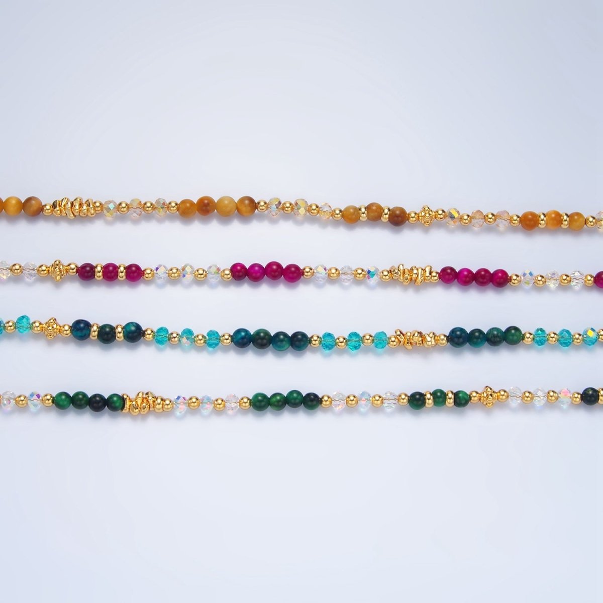 24K Gold Filled Gemstone Multifaceted Bead 16 Inch Necklace | WA - 2651 ~ WA - 2654 - DLUXCA