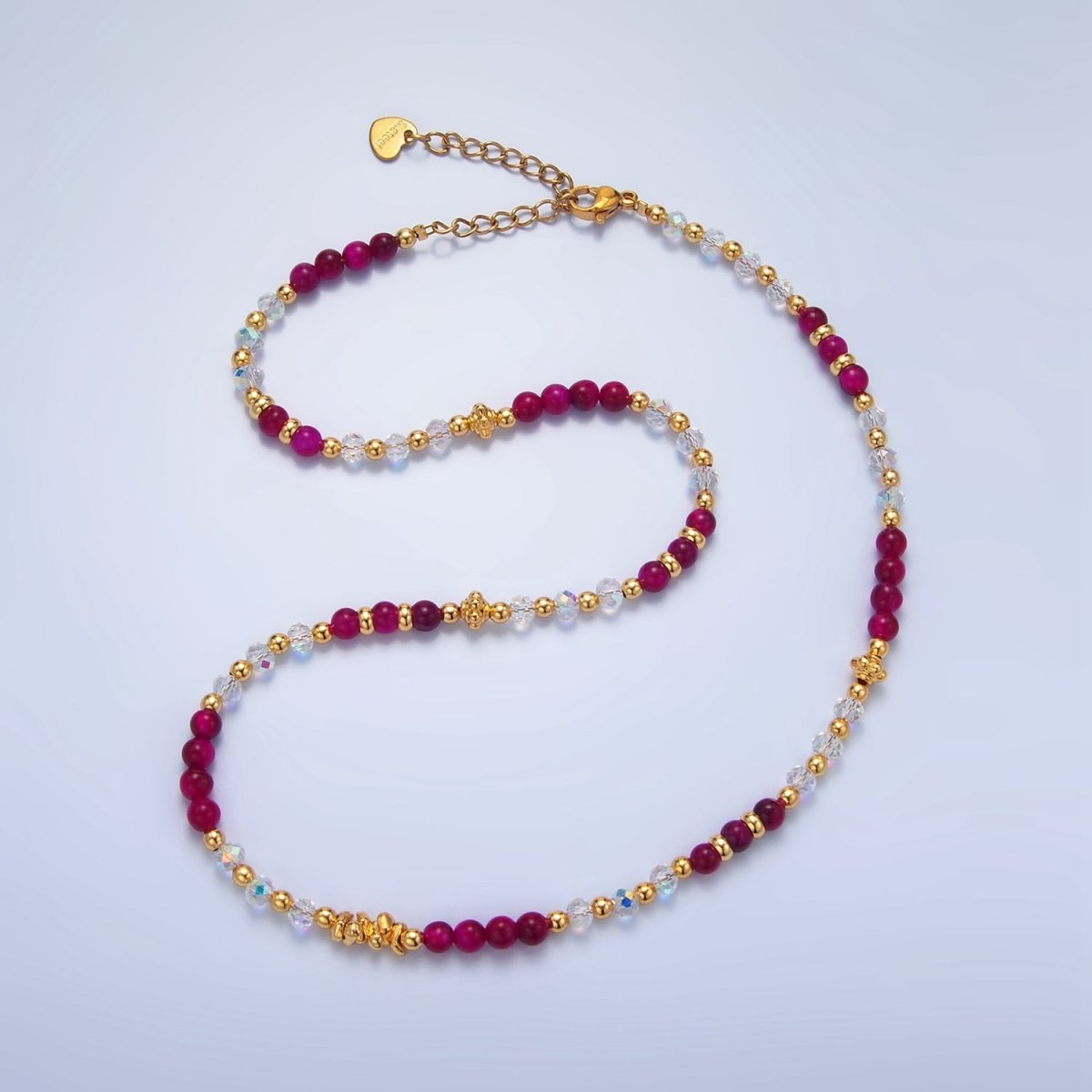 24K Gold Filled Gemstone Multifaceted Bead 16 Inch Necklace | WA - 2651 ~ WA - 2654 - DLUXCA