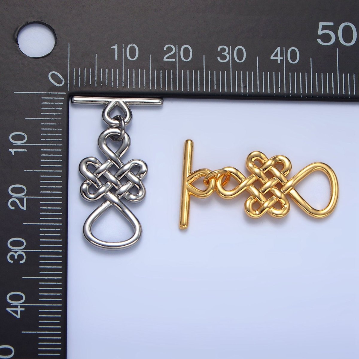 24K Gold Filled Geometric Artisan Toggle Clasps Closure in Gold & Silver | Z494 - DLUXCA