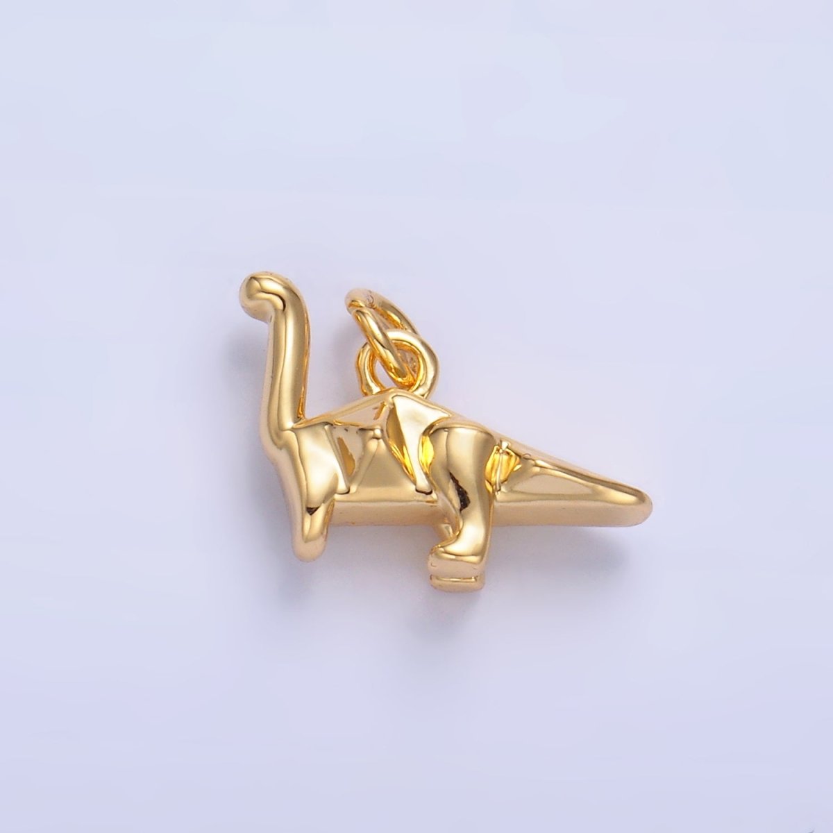 24K Gold Filled Geometric Brachiosaurus Dinosaur 3D Multidimensional Charm in Gold & Silver | W351 - DLUXCA