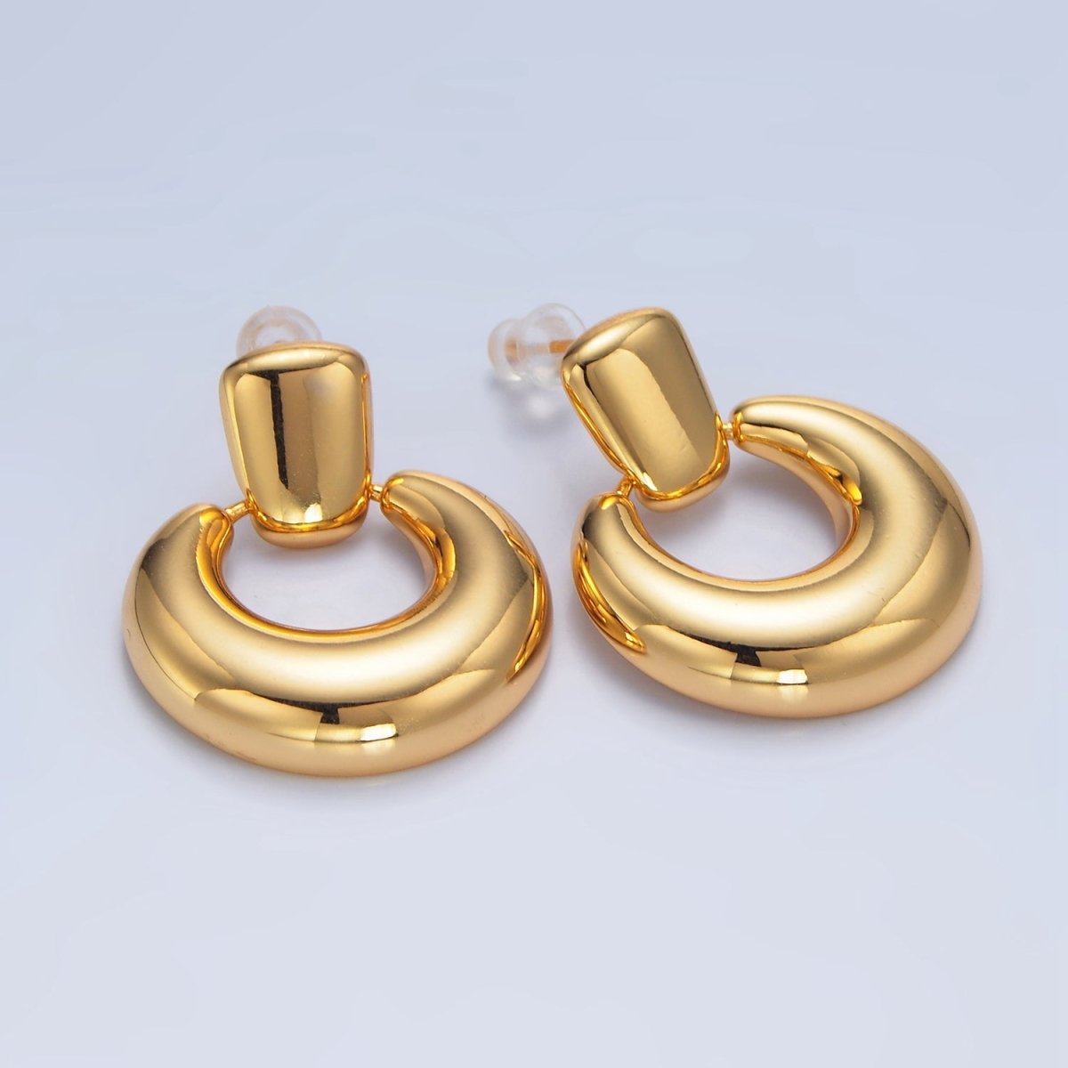 24K Gold Filled Geometric Bubble Door Knocker Drop Stud Earrings | AD771 - DLUXCA