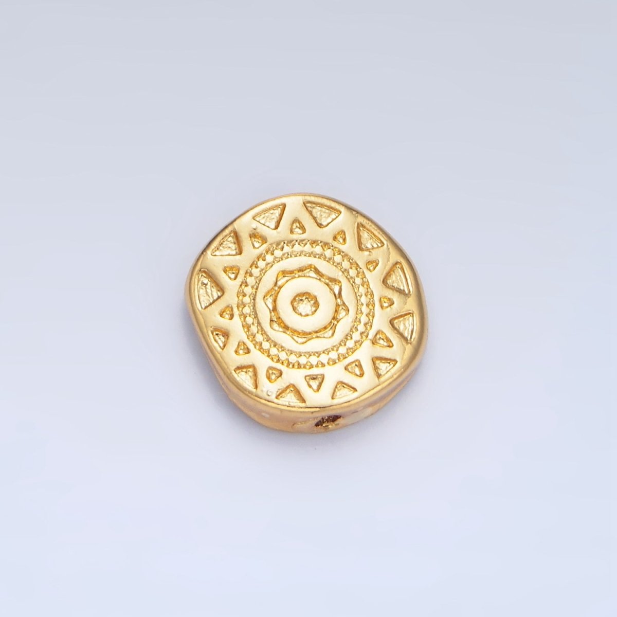 24K Gold Filled Geometric Celestial Sun Abstract Round Bead | B144 - DLUXCA