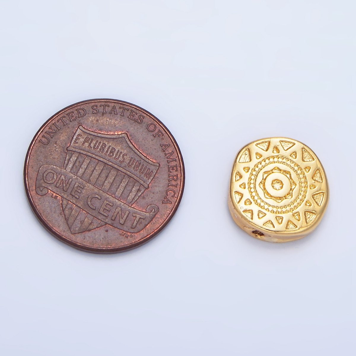 24K Gold Filled Geometric Celestial Sun Abstract Round Bead | B144 - DLUXCA