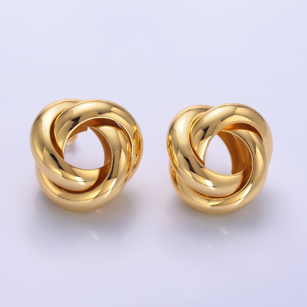 24K Gold Filled Geometric Circular Knot Stud Earrings in Gold & Silver | AB699 AB700 - DLUXCA