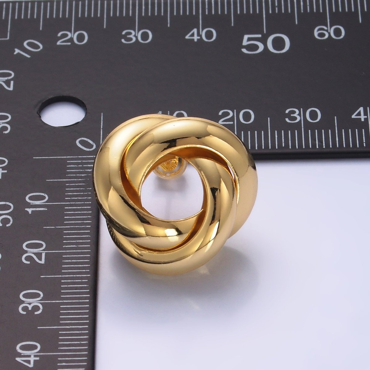 24K Gold Filled Geometric Circular Knot Stud Earrings in Gold & Silver | AB699 AB700 - DLUXCA