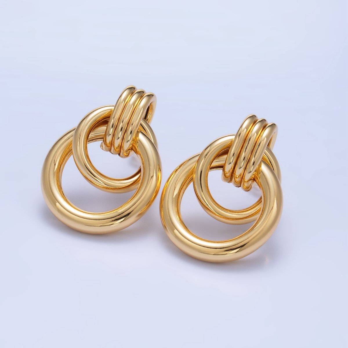 24K Gold Filled Geometric Circular Stud Earrings in Gold & Silver | P361 P362 - DLUXCA