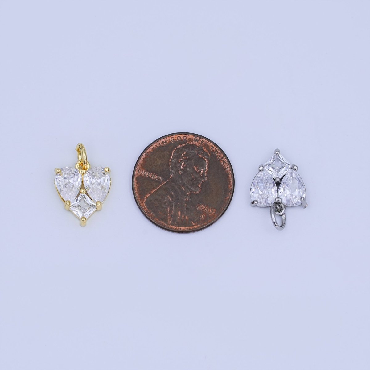 24K Gold Filled Geometric Clear CZ Mini Charm in Gold & Silver | N058 - DLUXCA