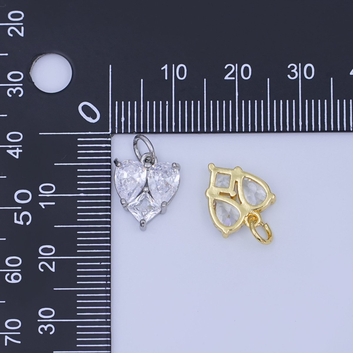 24K Gold Filled Geometric Clear CZ Mini Charm in Gold & Silver | N058 - DLUXCA
