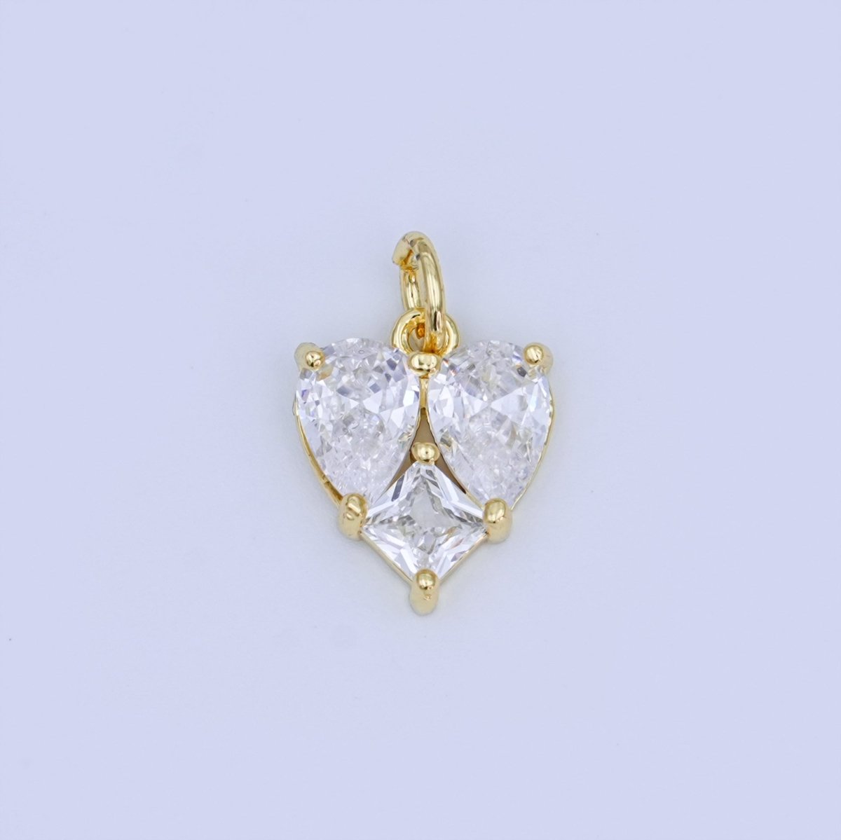 24K Gold Filled Geometric Clear CZ Mini Charm in Gold & Silver | N058 - DLUXCA