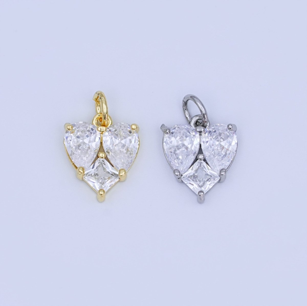 24K Gold Filled Geometric Clear CZ Mini Charm in Gold & Silver | N058 - DLUXCA