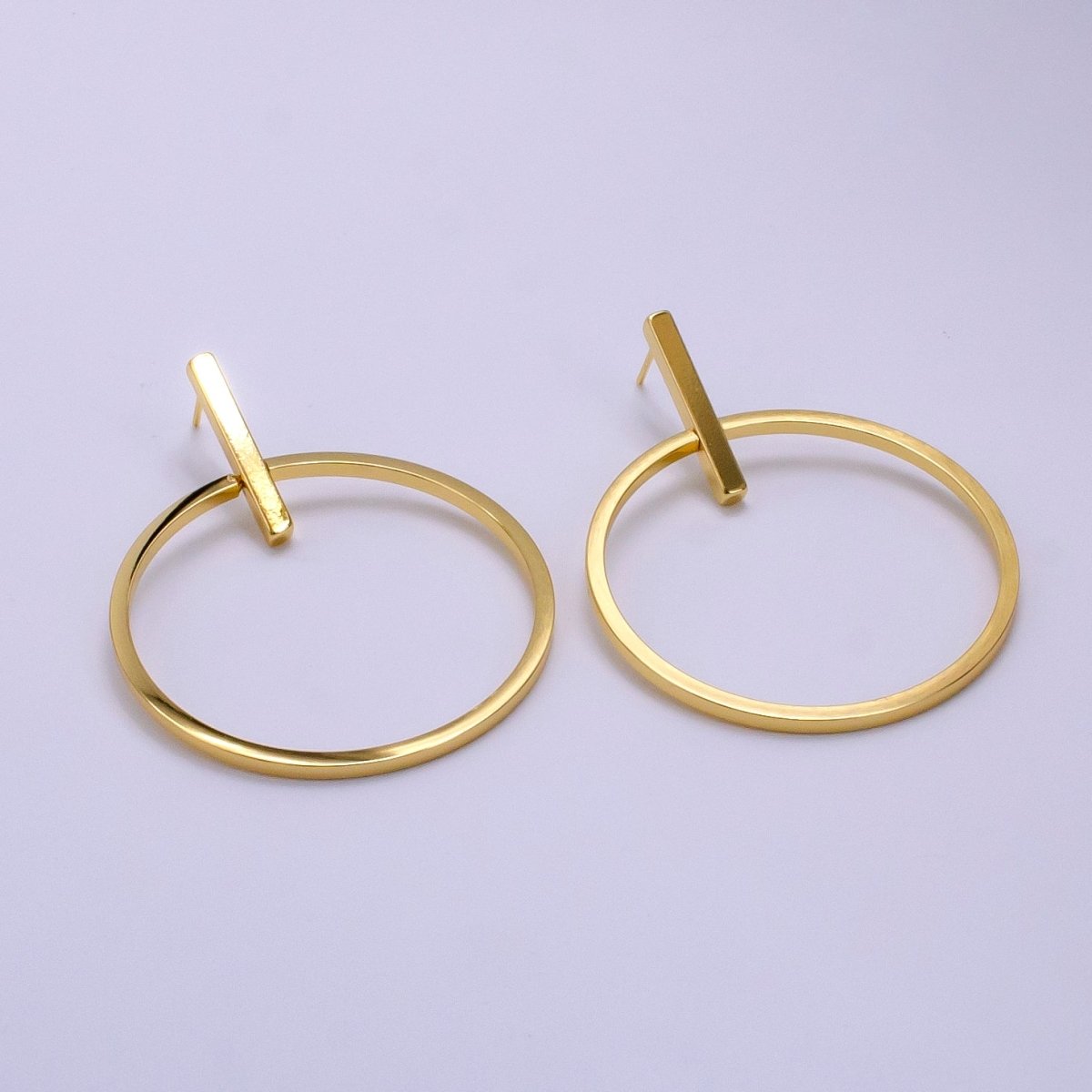 24K Gold Filled Geometric Drop Stud Earrings | AE368 - DLUXCA