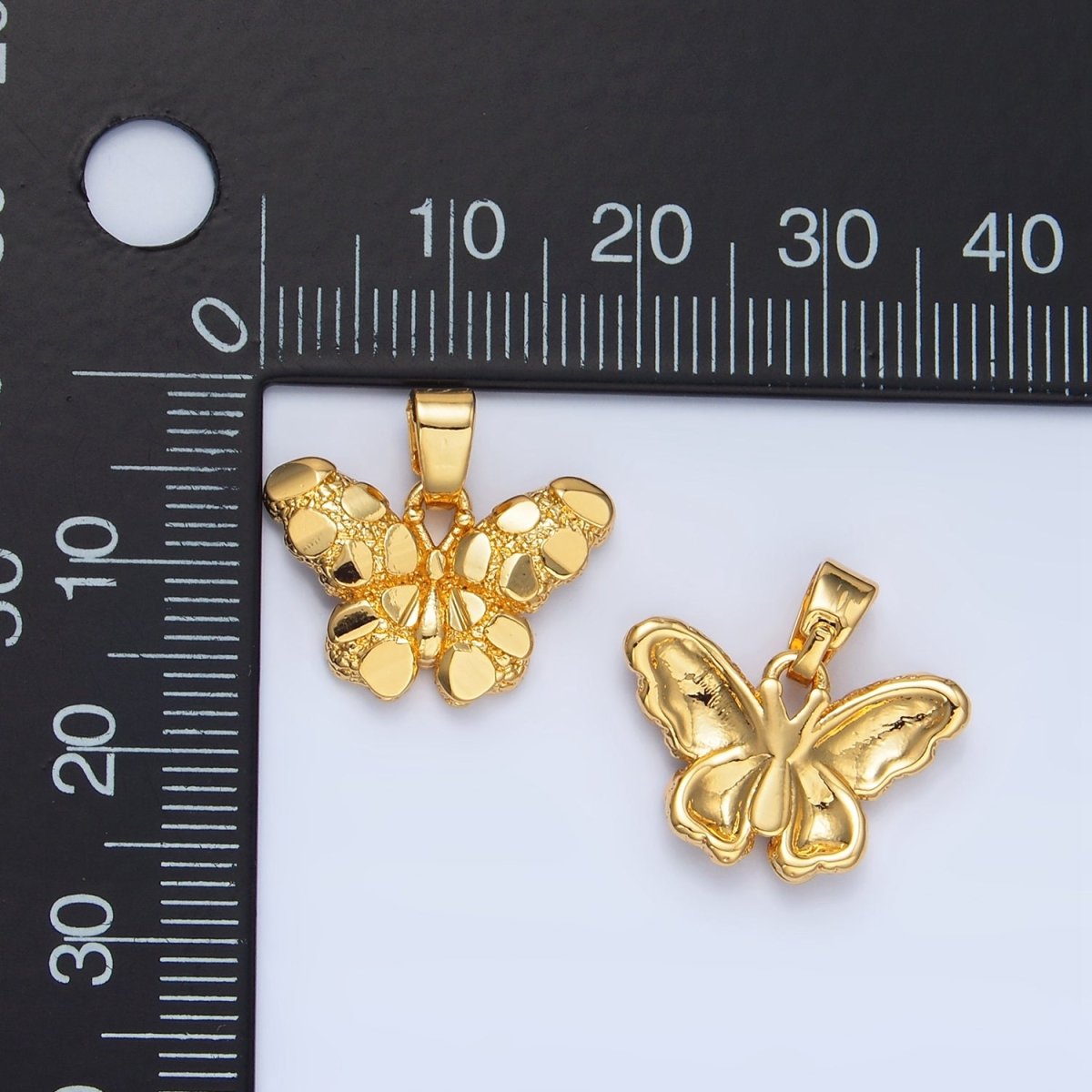 24K Gold Filled Geometric Edged Textured Butterfly Pendant | AA942 - DLUXCA