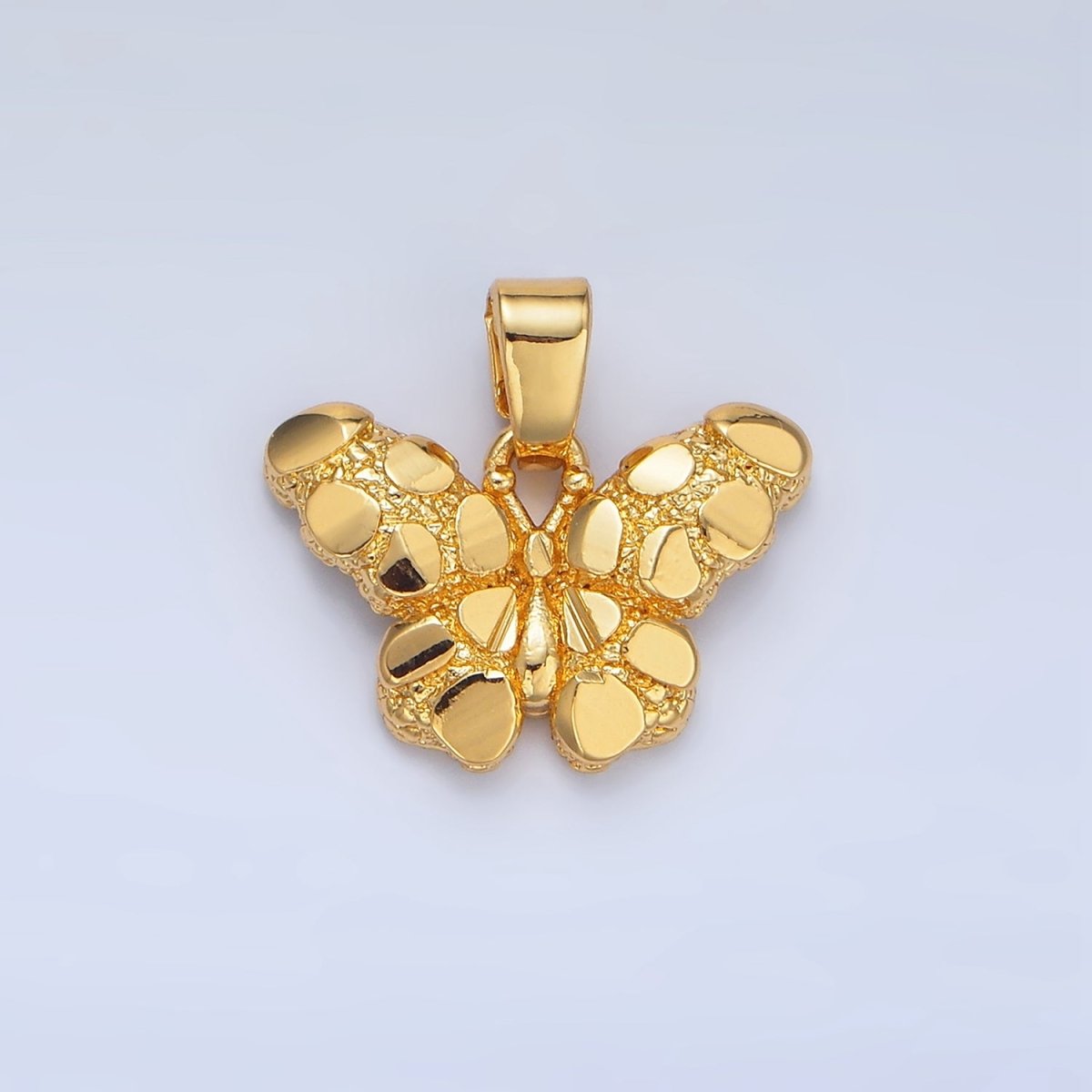 24K Gold Filled Geometric Edged Textured Butterfly Pendant | AA942 - DLUXCA