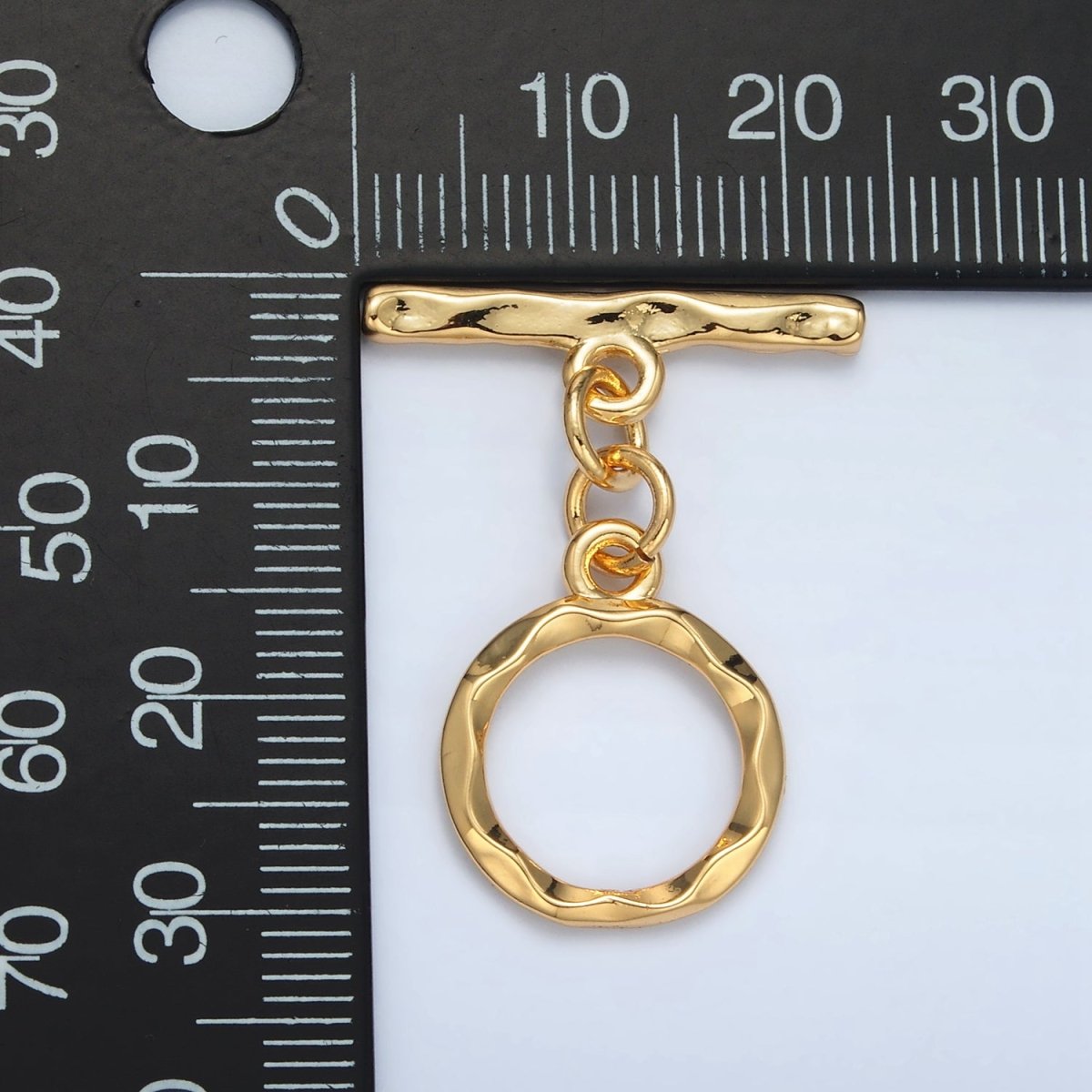 24K Gold Filled Geometric Hammered Edged Toggle Clasps Closure Findings | Z845 - DLUXCA