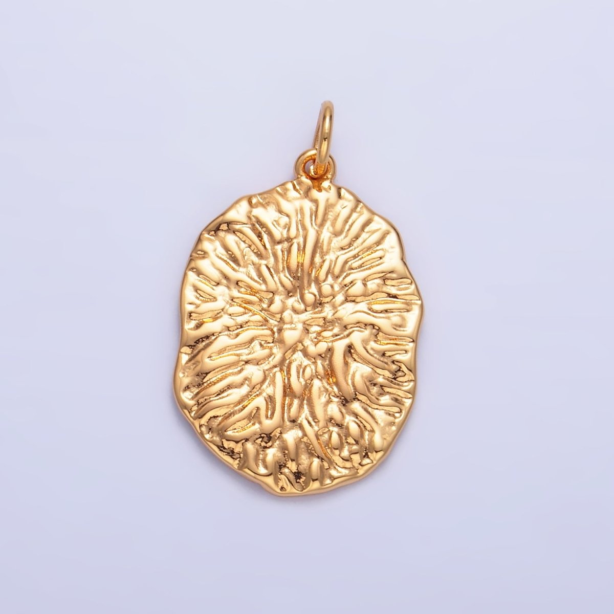 24K Gold Filled Geometric Hammered Oval Charm | W387 - DLUXCA