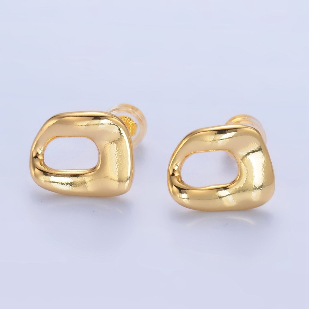 24K Gold Filled Geometric Molten Stud Earrings | V270 - DLUXCA