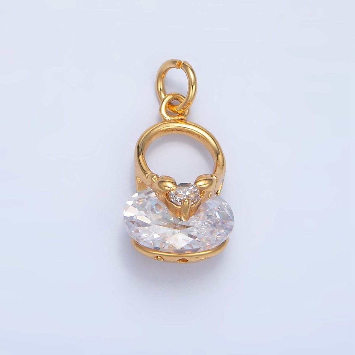 24K Gold Filled Geometric Mouse CZ Charm in Gold & Silver | W064 - DLUXCA