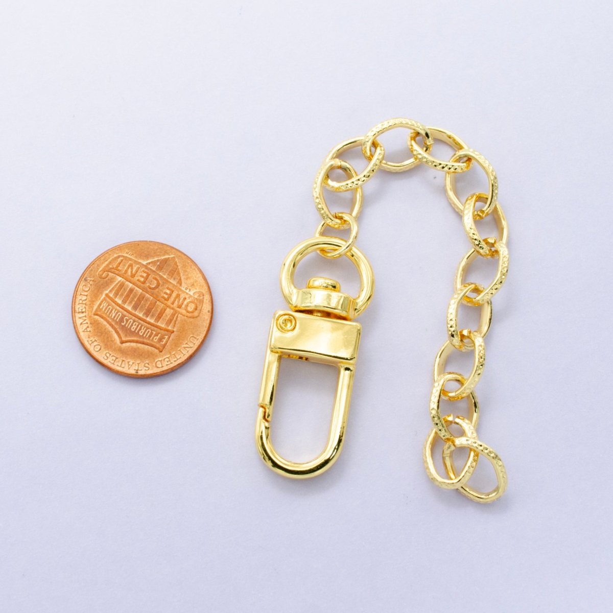 24K Gold Filled Geometric Oval Link Chain Bag Purse Charm Swivel Keychain Findings | WA - 2901 - DLUXCA