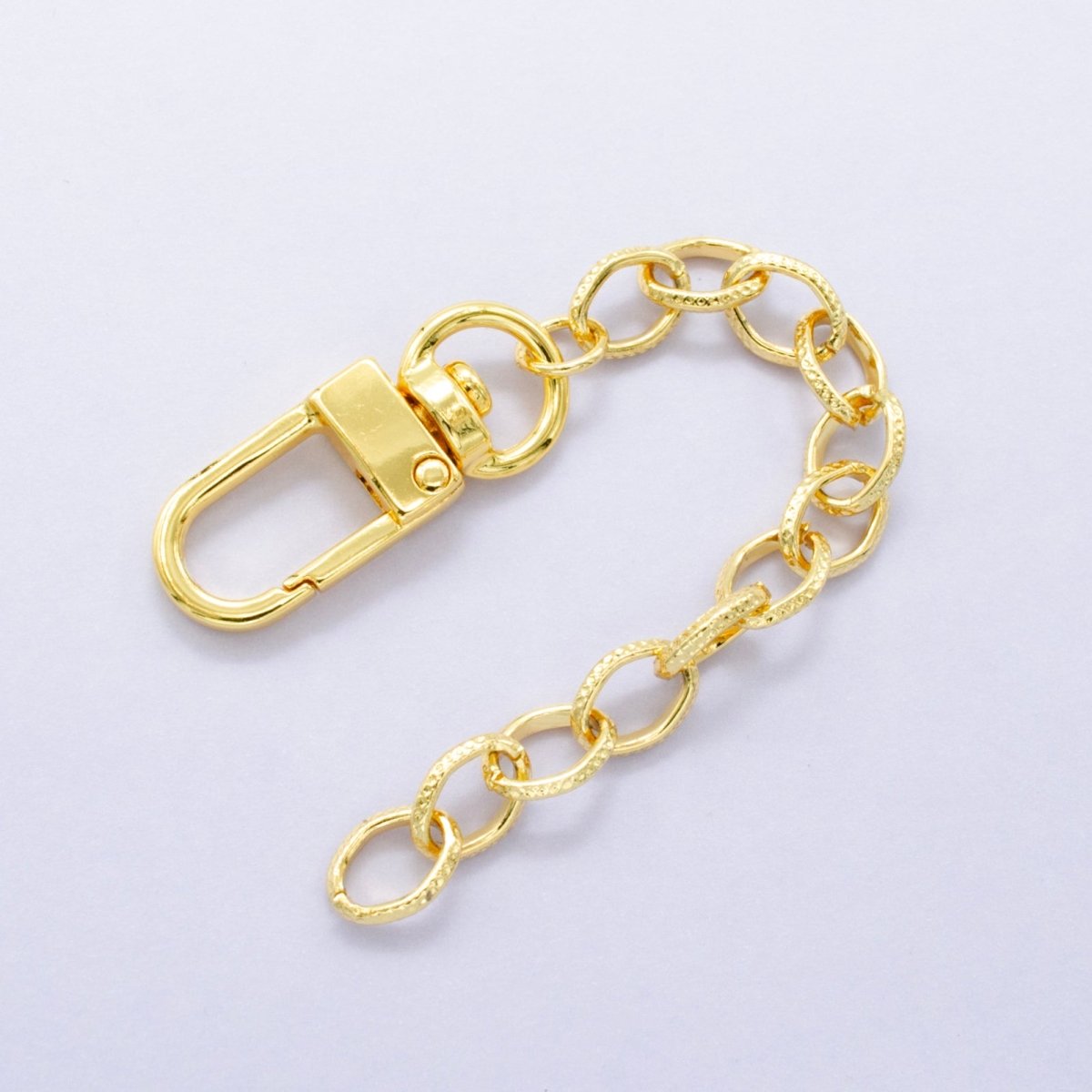 24K Gold Filled Geometric Oval Link Chain Bag Purse Charm Swivel Keychain Findings | WA - 2901 - DLUXCA