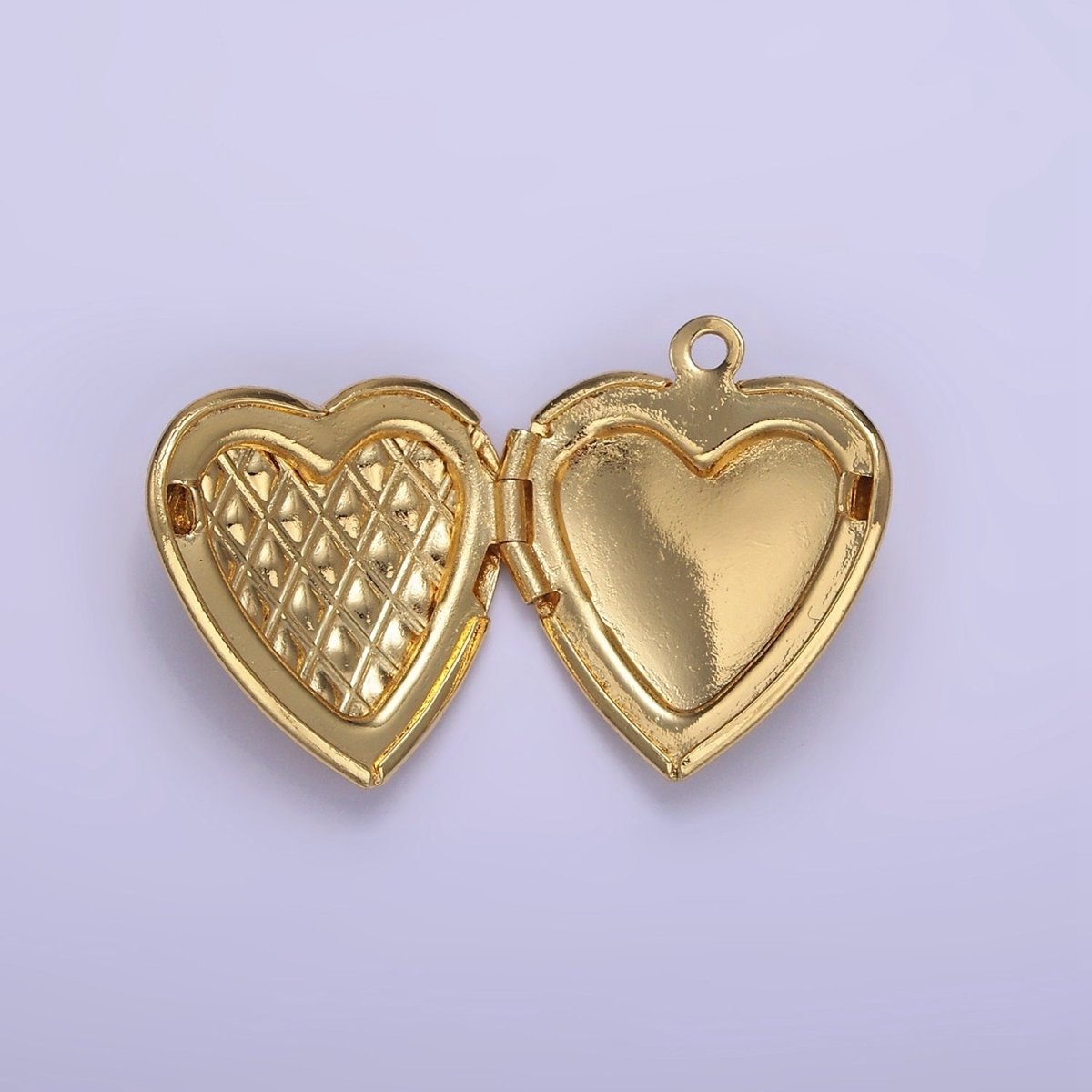24K Gold Filled Geometric Rhombus Indent Heart Locket Charm | D410 - DLUXCA