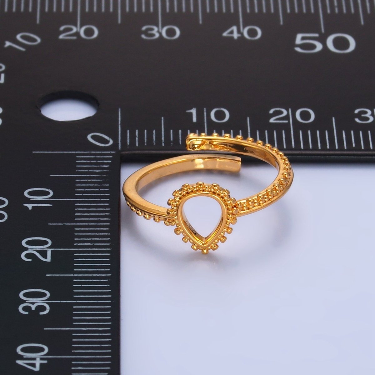 24K Gold Filled Geometric Triangle Dotted Ring | O933 - DLUXCA