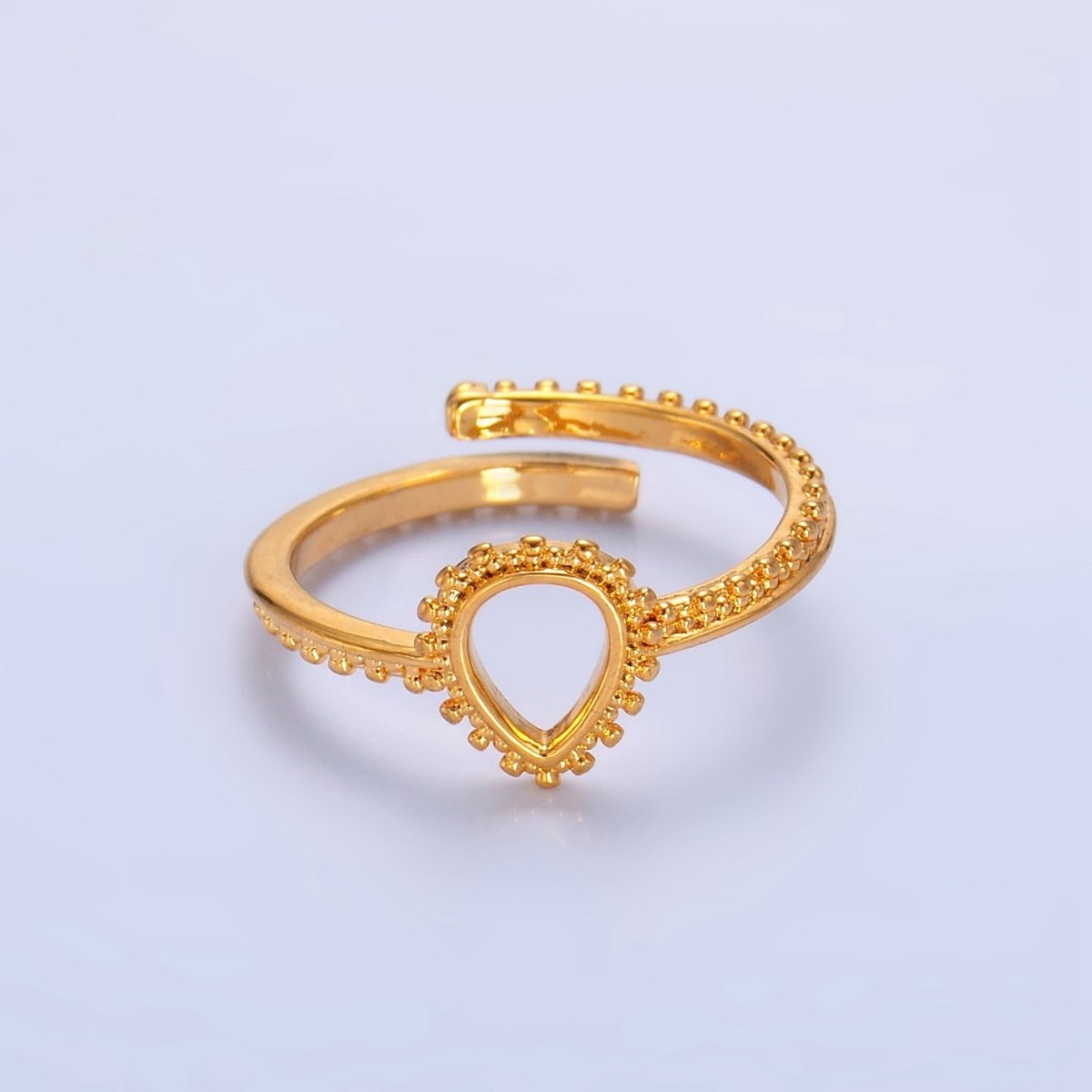 24K Gold Filled Geometric Triangle Dotted Ring | O933 - DLUXCA