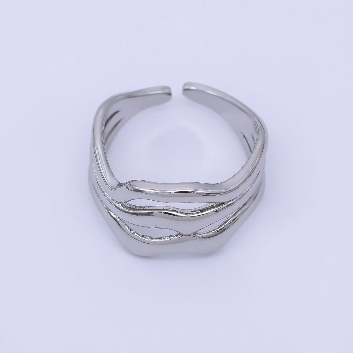 24K Gold Filled Geometric Triple Molten Band Ring in Gold & Silver | O1621 O1620 - DLUXCA