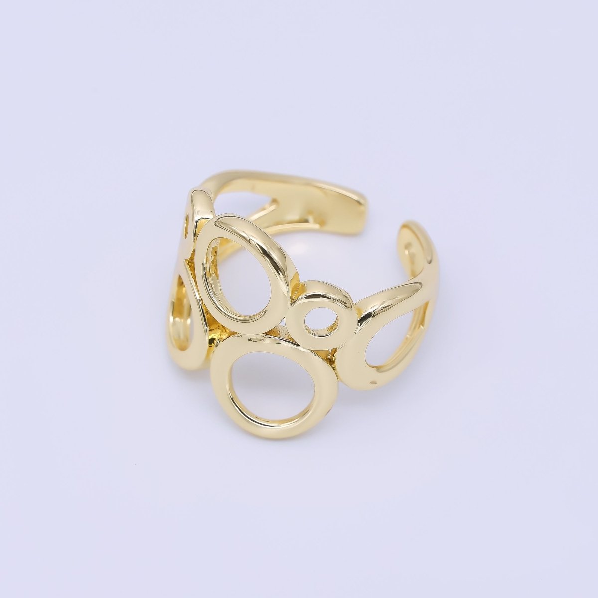 24K Gold Filled Geometrical Hollow Circle Round Set Ring in Gold & Silver | O1641 O1642 - DLUXCA