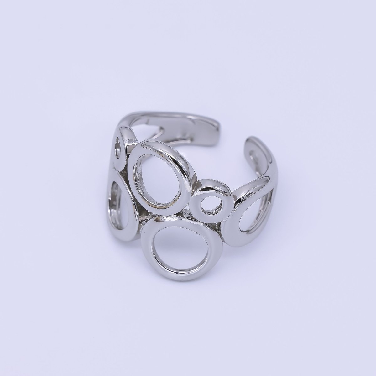 24K Gold Filled Geometrical Hollow Circle Round Set Ring in Gold & Silver | O1641 O1642 - DLUXCA