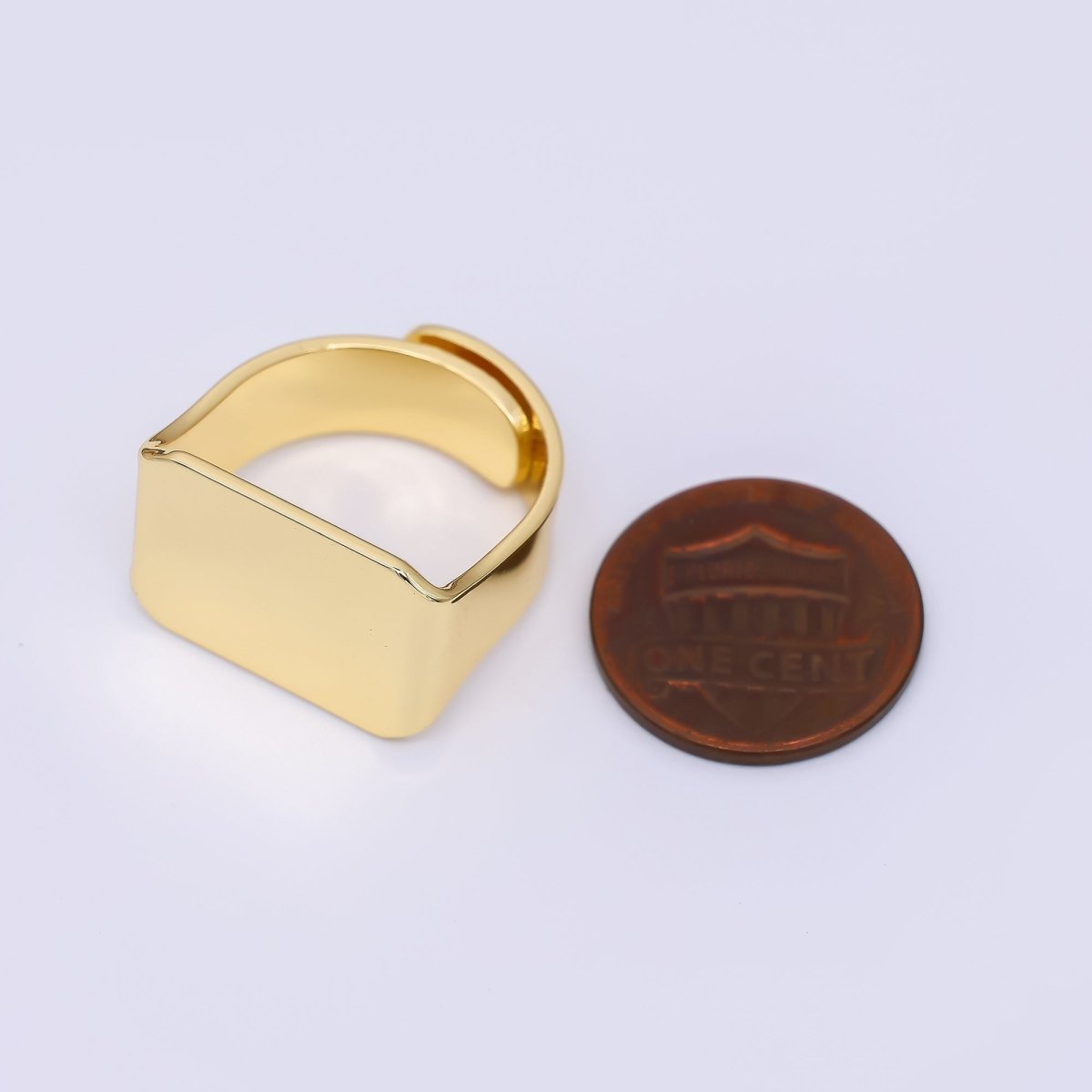 24K Gold Filled Geometrical Ingot Bar Adjustable Open Ring | O1461 - DLUXCA