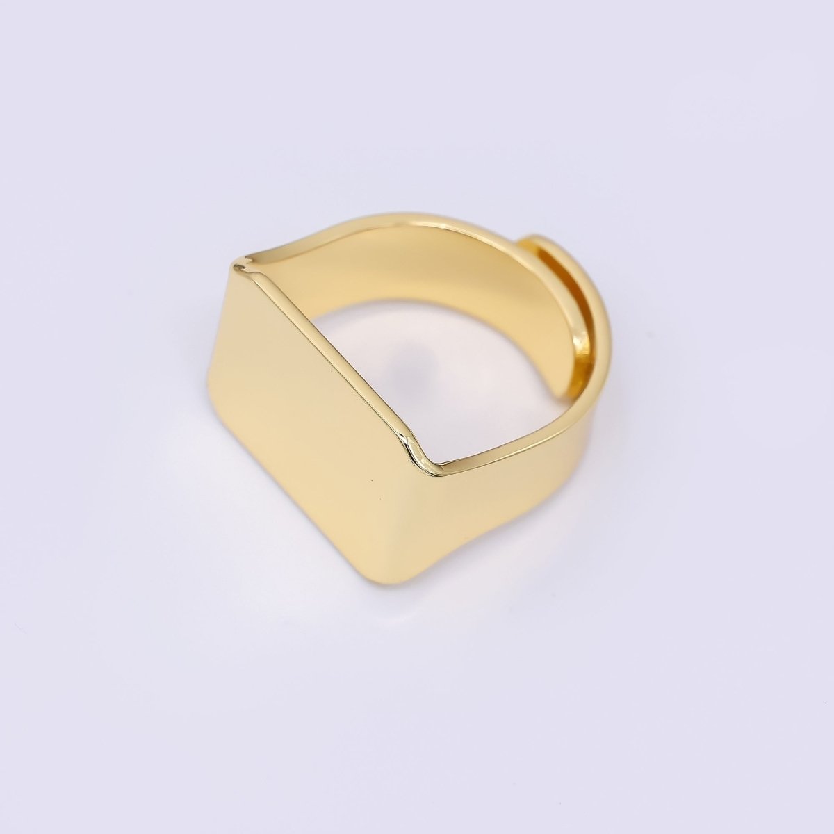 24K Gold Filled Geometrical Ingot Bar Adjustable Open Ring | O1461 - DLUXCA