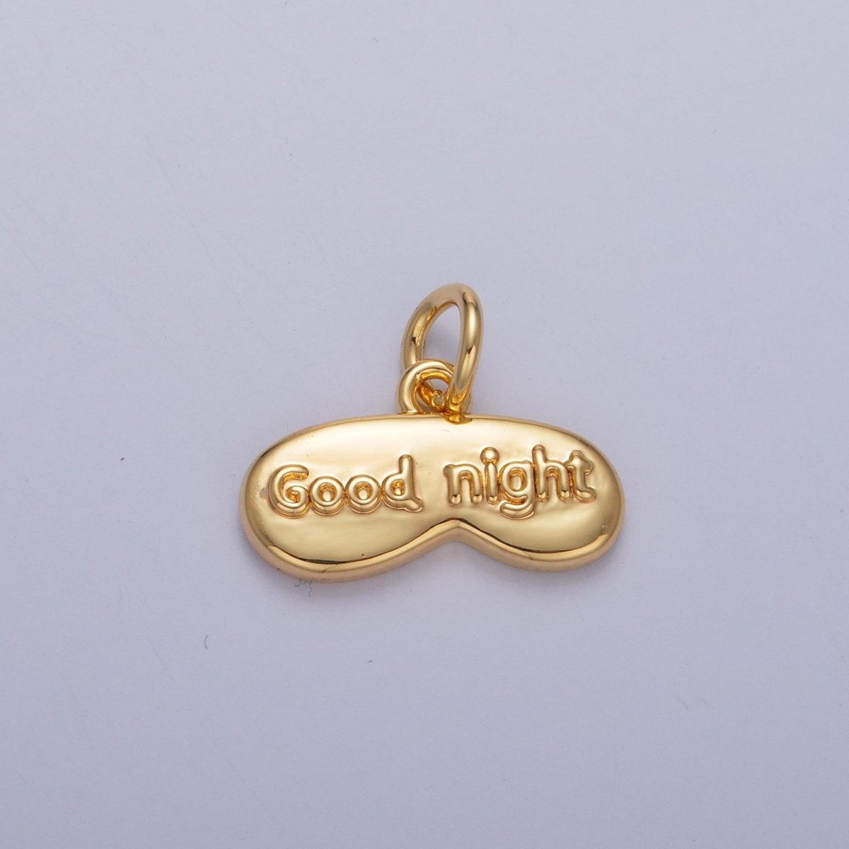 24K Gold Filled "Good Night" Script Engraved Sleep Mask Charm in Gold & Silver | W416 - DLUXCA