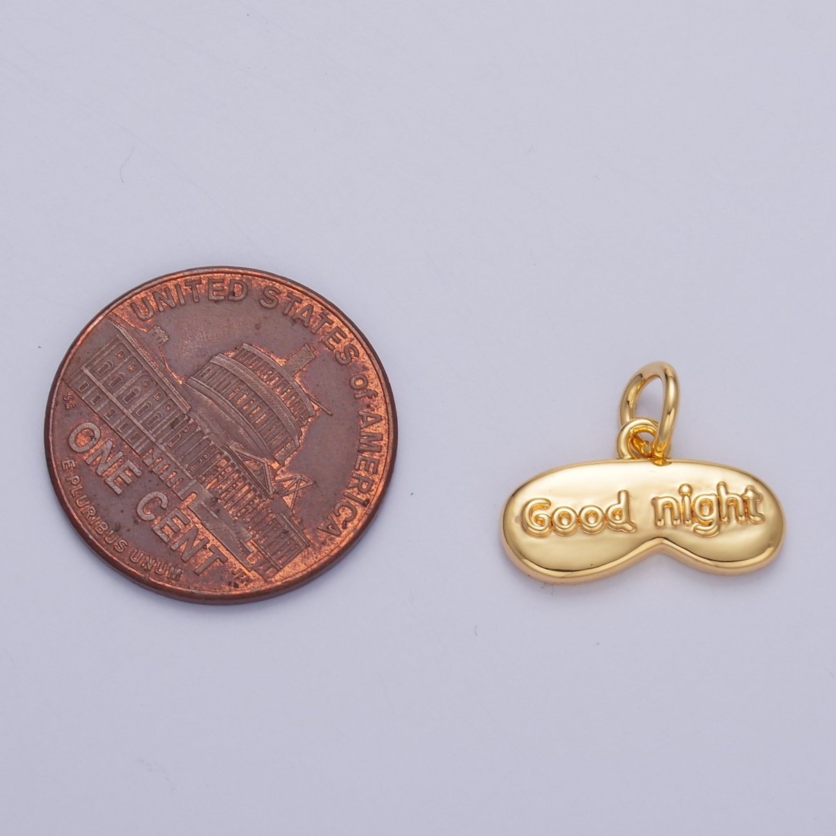 24K Gold Filled "Good Night" Script Engraved Sleep Mask Charm in Gold & Silver | W416 - DLUXCA