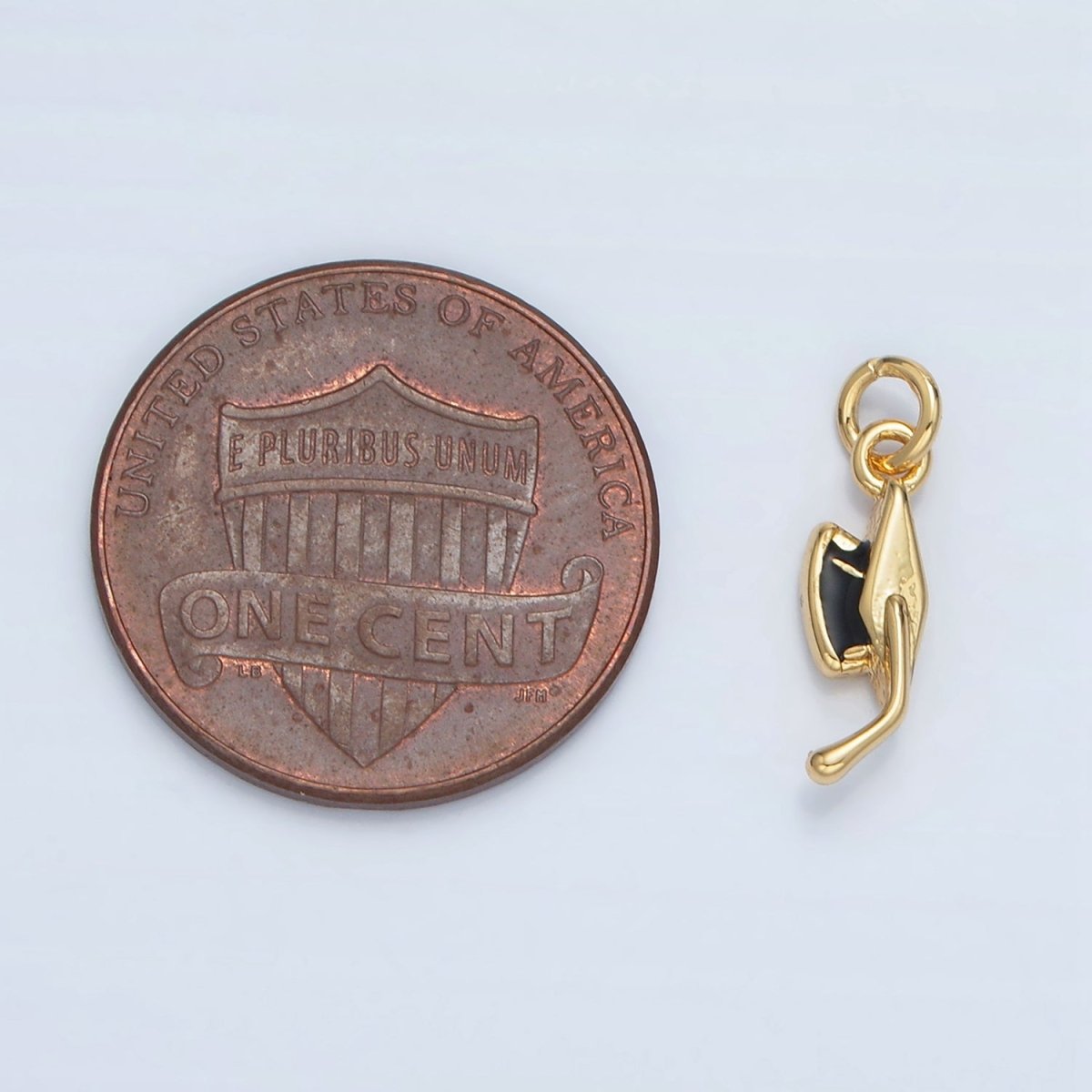 24K Gold Filled Graduation Cap Black Enamel Mini Charm in Gold & Silver | N822 - DLUXCA