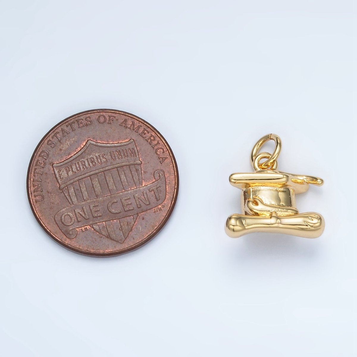 24K Gold Filled Graduation Cap Mini Charm in Gold & Silver | AG864 - DLUXCA