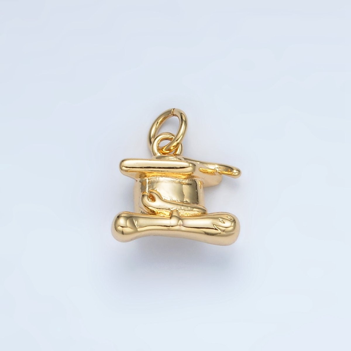 24K Gold Filled Graduation Cap Mini Charm in Gold & Silver | AG864 - DLUXCA