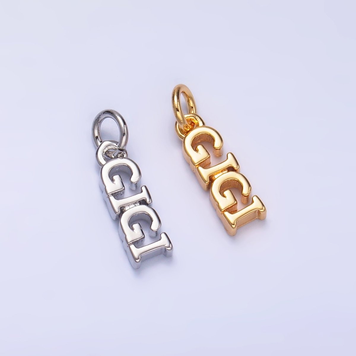 24K Gold Filled Grandma "GIGI" Script Charm in Gold & Silver | W424 - DLUXCA