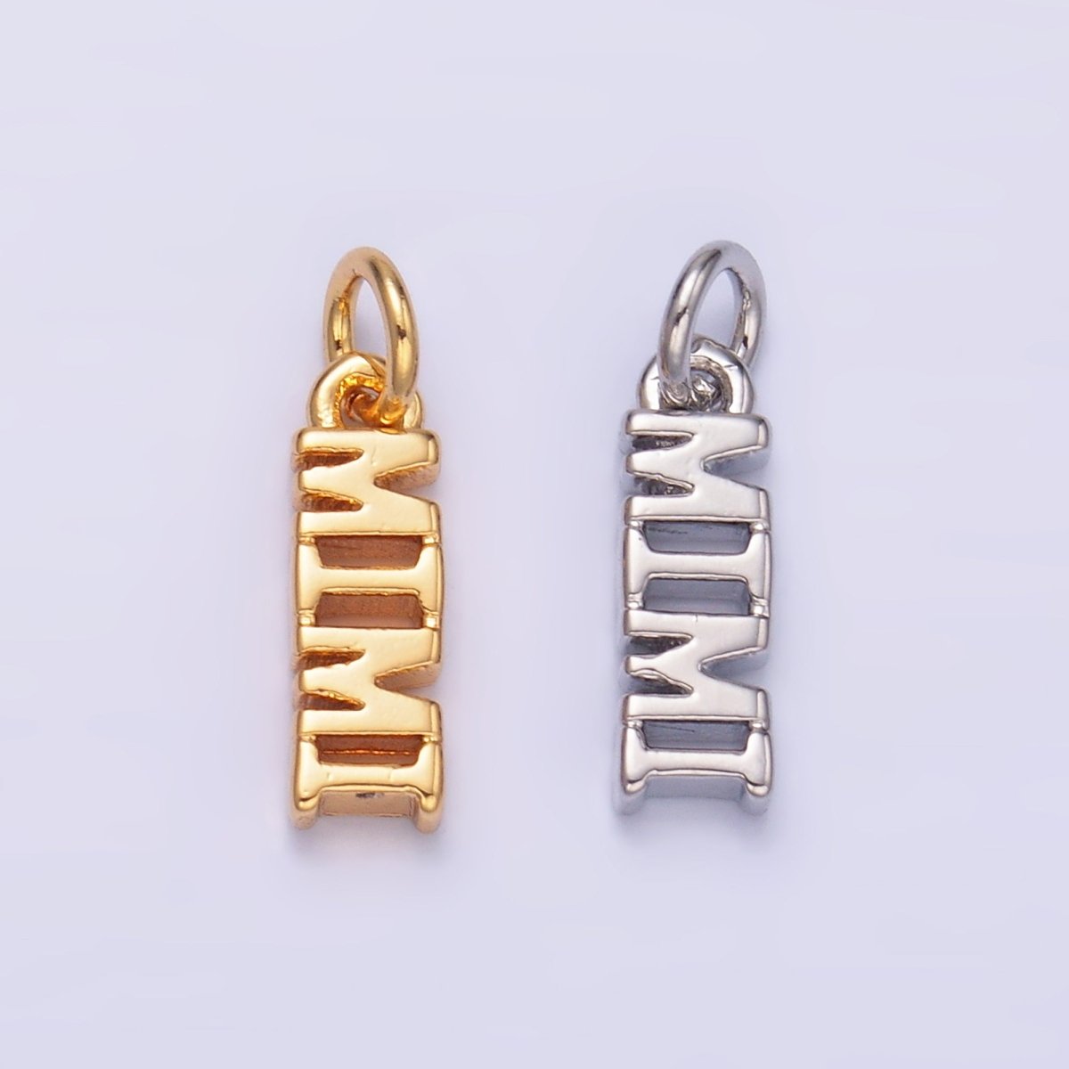 24K Gold Filled Grandmother "MIMI" Script Charm in Gold & Silver | W425 - DLUXCA