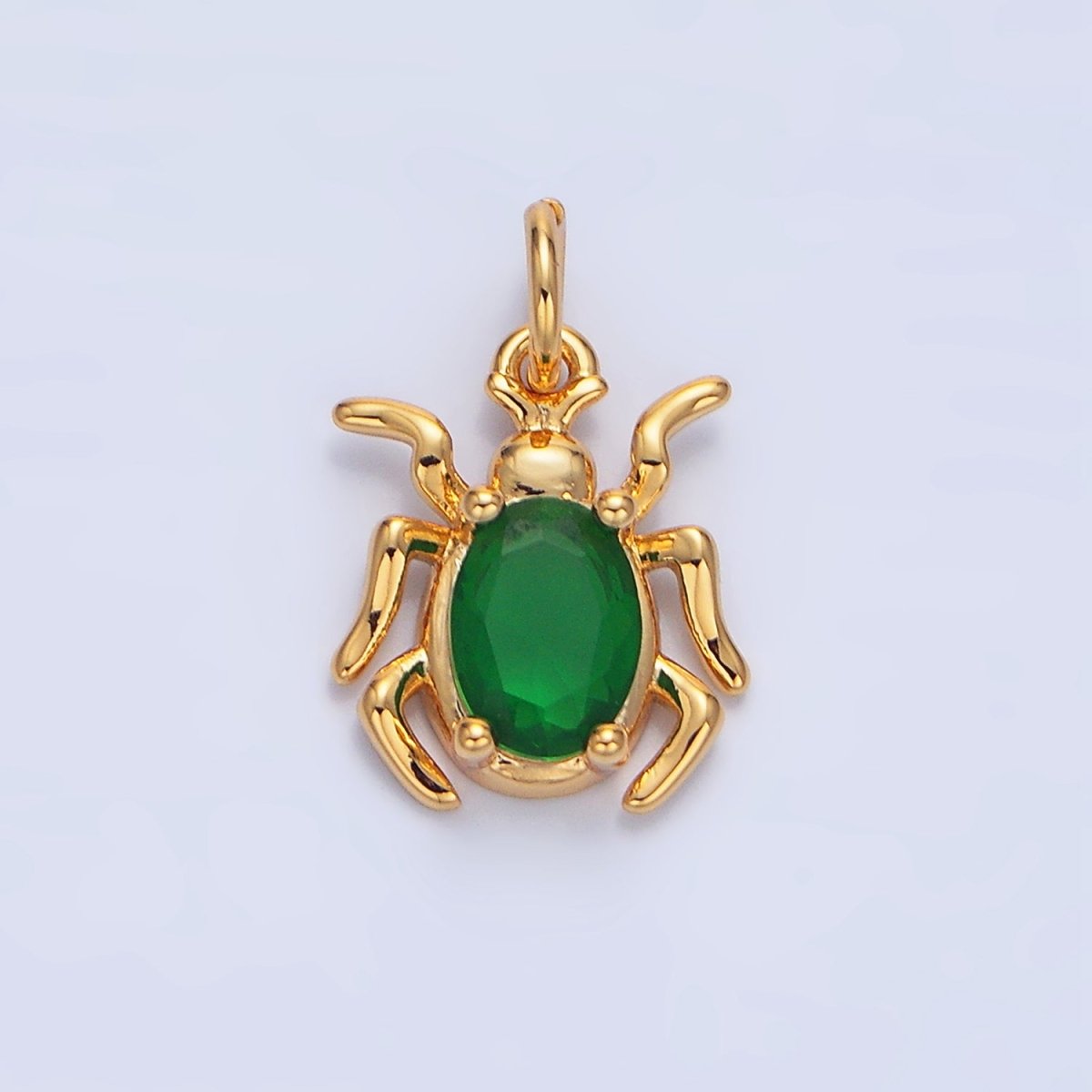 24K Gold Filled Green, Black, Red CZ Spider Insect Charm | X902 - X904 - DLUXCA