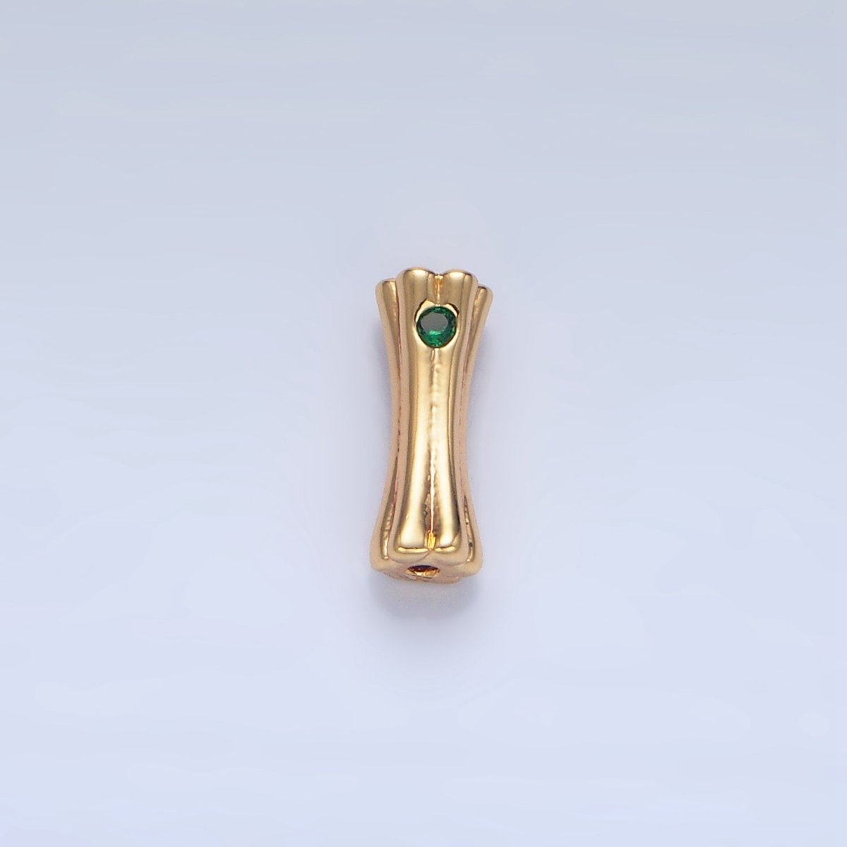 24K Gold Filled Green CZ Geometric Curved Bar Bead | B040 - DLUXCA