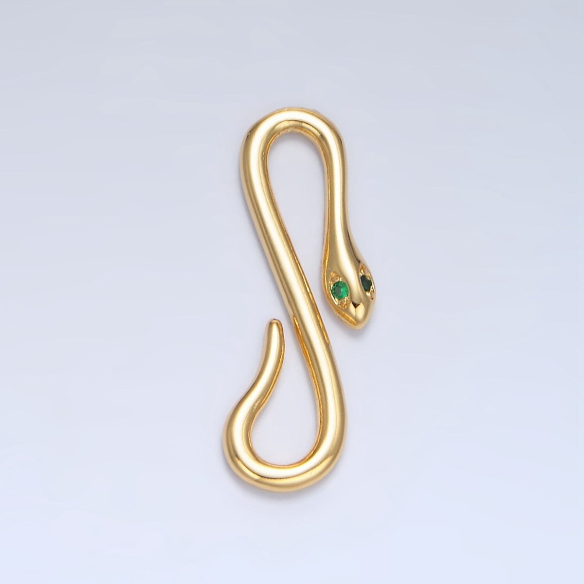 24K Gold Filled Green CZ Snake Push Closure Findings in Gold & Silver | Z974 - DLUXCA