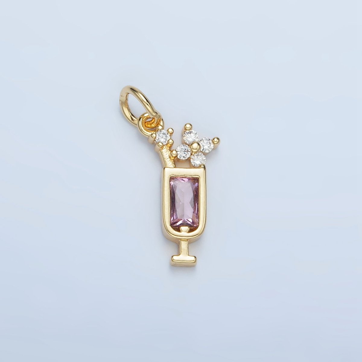 24K Gold Filled Green, Purple, Blue, Pink CZ Mojito Alcohol Drink Charm | W054 W067 - DLUXCA